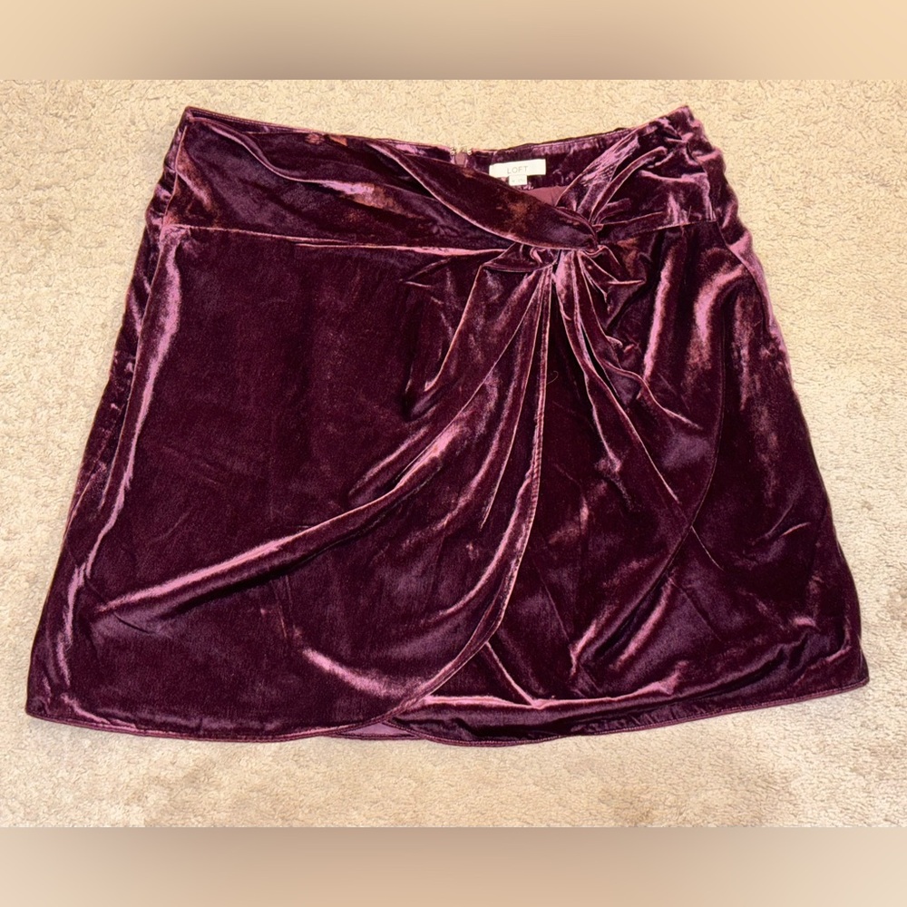 LOFT Velvet Mini Skirt in Deep Plum